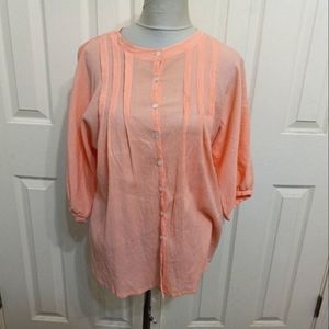 Cacharel Peach Crinkle Gauze Blouse
